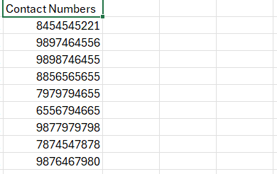 Captura de las opciones de código de país en Prime Sender