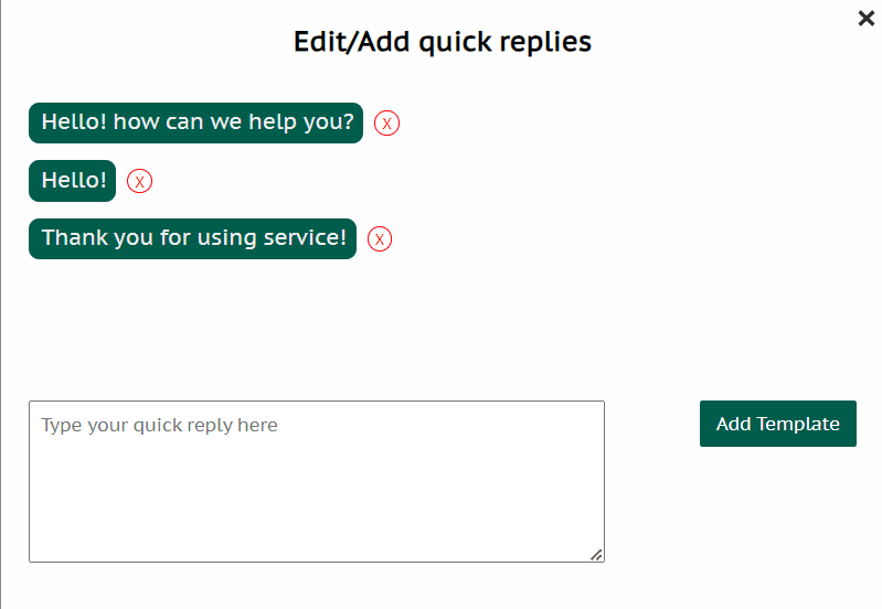 Editor template dengan respons tersimpan